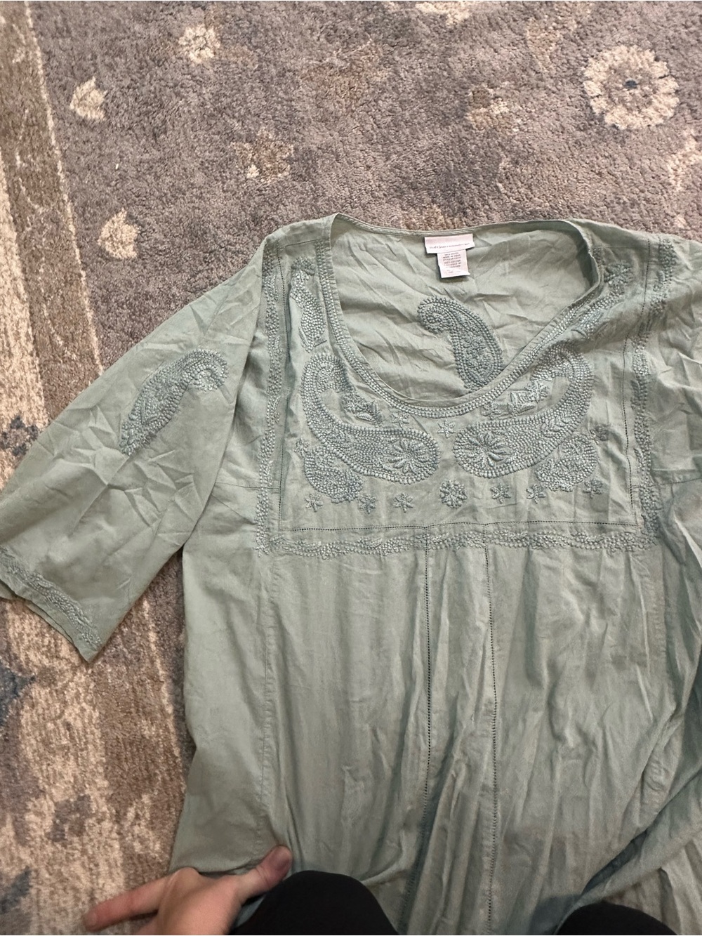 Soft Surroundings Sage Green XL 100% Cotton Cottagecore - Picture 5 of 10